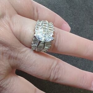 JTV Silver and White Gemstone Ring